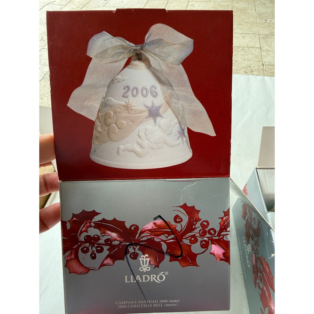 Lladro Christmas Bell Ornaments Set 2005 2006 Matte Porcelain Original‎ Boxes